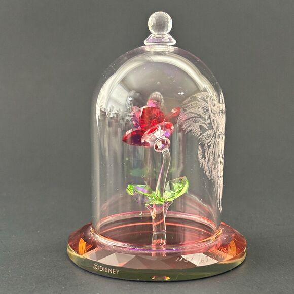 Disney Beauty Beast Bewitched Blossom Figurine Crystal World Signed Numbered - Picture 4 of 8